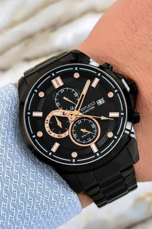 Ferrucci Function Siyah Renk Çelik Kordon&Kasa Erkek Kol Saati 3 ATM+Bileklik zmfer118