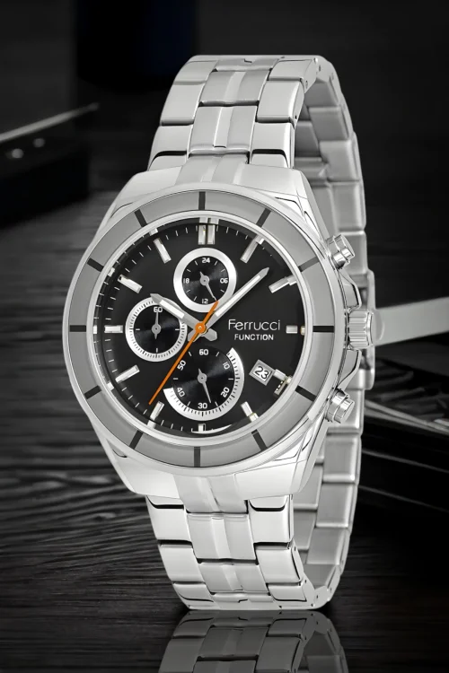 Ferrucci Gümüş-Siyah Renk FCF.13674FM.02 Function Erkek Kol Saati+Bileklik zmfer151