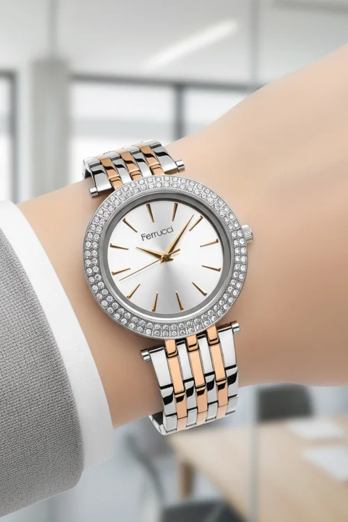Ferrucci Kadın Kol Saati Özel Taşlı Kasa Taşlı Bileklik Hediyeli zmfer050