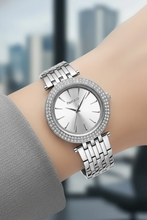 Ferrucci Kadın Kol Saati Özel Taşlı Kasa Taşlı Bileklik Hediyeli zmfer050