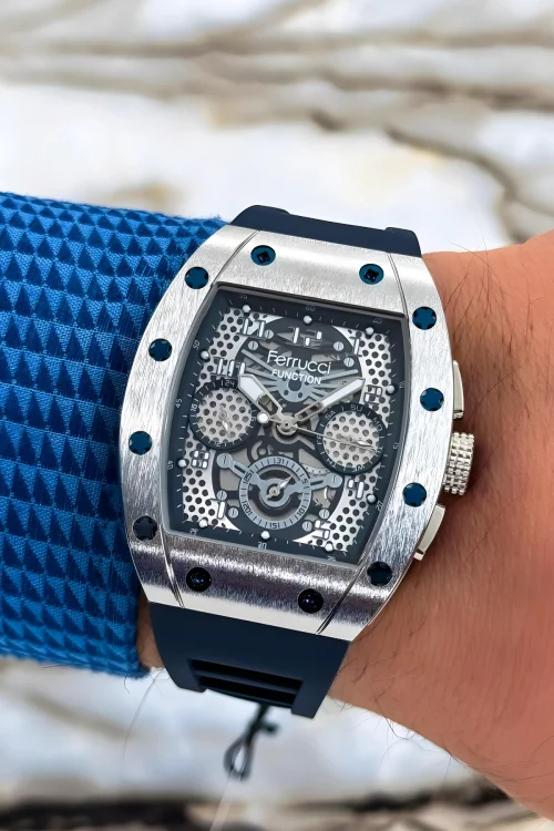 Ferrucci Lacivert Renk Silikon Kordon FCF.03258FS.06 Function Erkek Kol Saati+Bileklik zmfer156