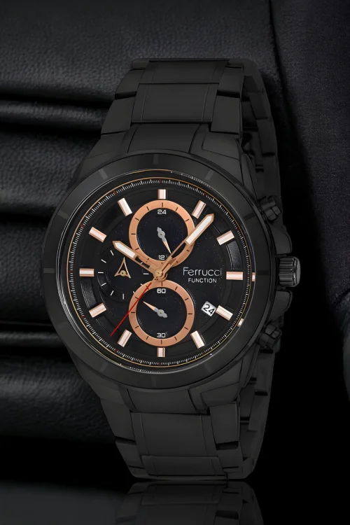 Ferrucci Siyah-Rose Renk FCF.12609FM.04 Function Erkek Kol Saati+Bileklik zmfer152