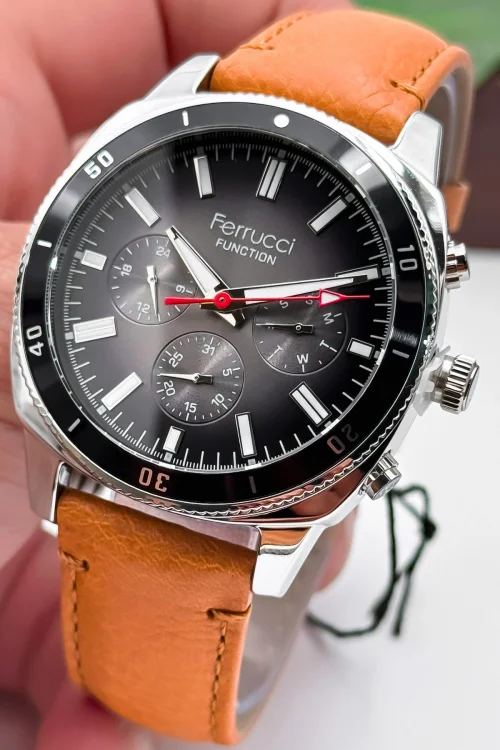 Ferrucci Taba Renk Deri Kordon, Function Erkek Kol Saati+Bileklik zmfer159