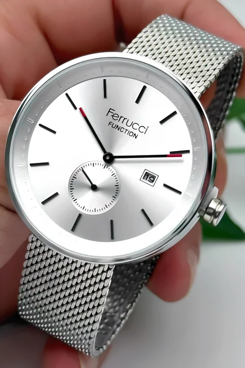 Ferrucci Takvimli Erkek Kol Saati Çelik Kasa & Çelik Kordon Gümüş zmfer182