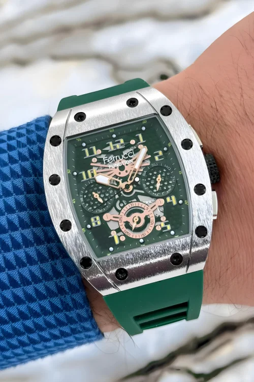 Ferrucci Yeşil Renk Silikon Kordon FCF.03258FS.05 Function Erkek Kol Saati+Bileklik zmfer156
