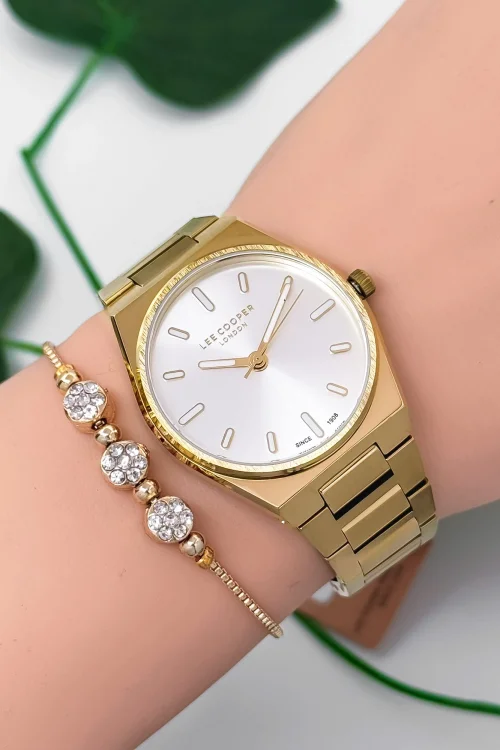 Lee Cooper LC07609.130 Gold Renk Çelik Kordon&Kasa Kadın Kol Saati 3Atm Su Geçirmezlik ZMLC022