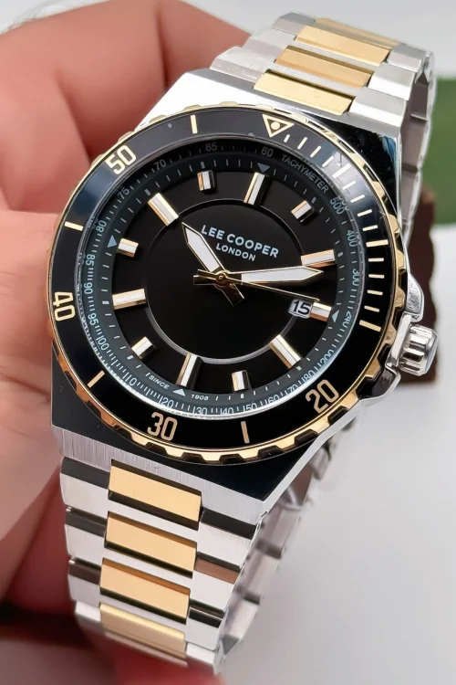 Lee Cooper LC07622.260 Gold-Gümüş Renk Çelik Kordon Erkek Kol Saati 3ATM+Bileklik Gold-Gümüş ZMLC018