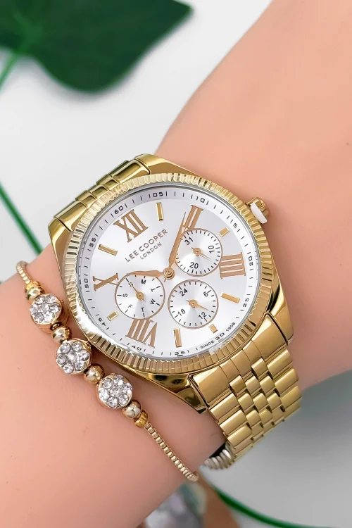Lee Cooper LC07811.130 Gold Renk Çelik Kordon&Kasa Kadın Kol Saati 3Atm Su Geçirmezlik ZMLC023