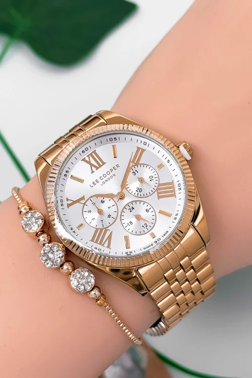 Lee Cooper LC07811.430 Rose Renk Çelik Kordon&Kasa Kadın Kol Saati 3Atm Su Geçirmezlik ZMLC023