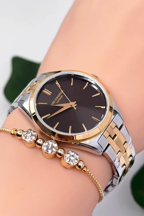Lee Cooper LC07833.260 Gümüş-Gold Renk Çelik Kordon&Kasa Kadın Kol Saati 3Atm Su Geçirmezlik ZMLC030