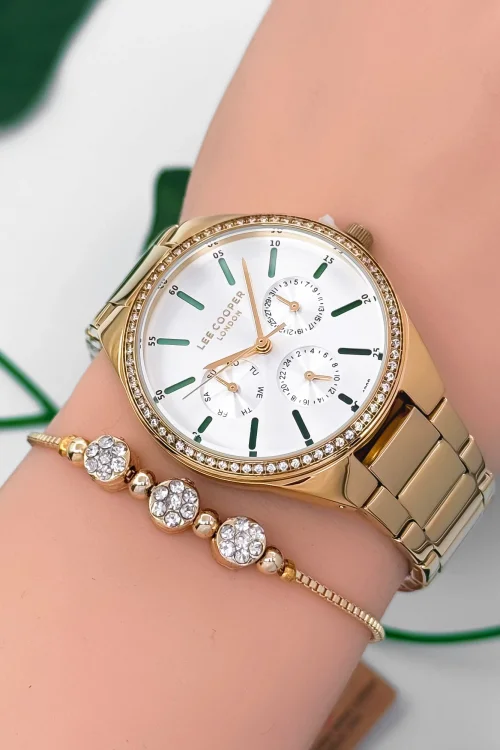 Lee Cooper LC07863.170 Gold Renk Çelik Kordon&Kasa Kadın Kol Saati 3Atm Su Geçirmezlik ZMLC021