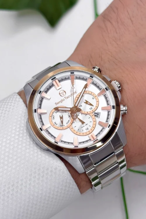 Sergio Tacchini Çelik Kordon&Kasa Erkek Kol Saati Gümüş-Beyaz ST.1.10245-2 zmst002