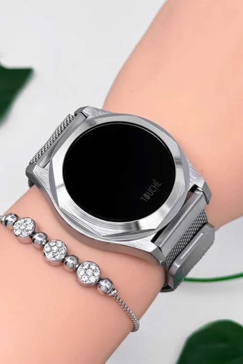 Touche Dokunmatik Unisex Kol Saati Dokunmatik Ekran 3 Atm Su Geçirmez Gümüş zmtc003