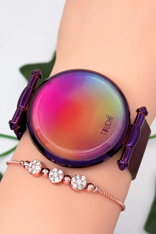 Touche Dokunmatik Unisex Kol Saati Dokunmatik Ekran 3 Atm Su Geçirmez Mor zmtc002