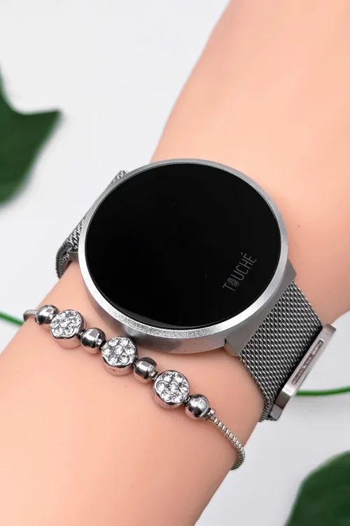 Touche Dokunmatik Unisex Kol Saati Dokunmatik Ekran 3 Atm Su Geçirmez Gümüş zmtc005