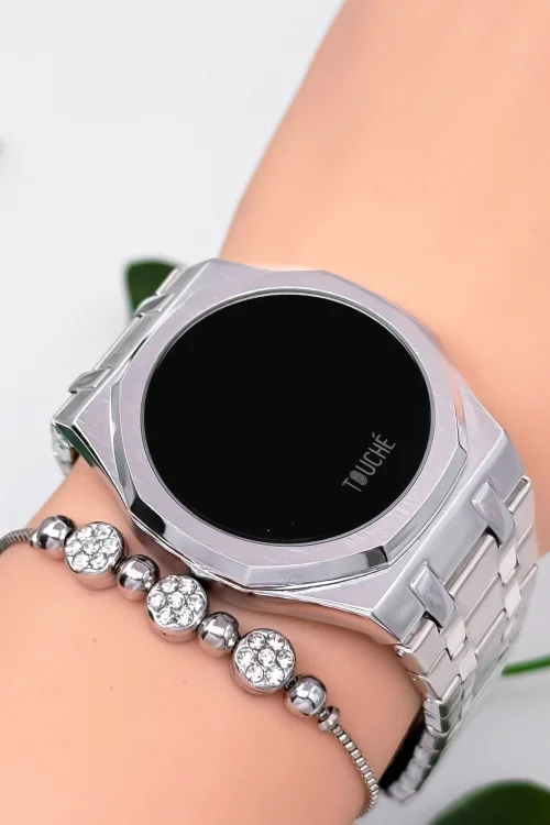 Touche Dokunmatik Unisex Kol Saati Dokunmatik Ekran 3 Atm Su Geçirmez Gümüş zmtc006