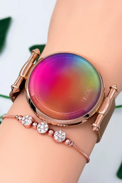 Touche Dokunmatik Unisex Kol Saati Dokunmatik Ekran 3 Atm Su Geçirmez Rose zmtc002