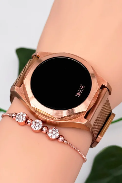 Touche Dokunmatik Unisex Kol Saati Dokunmatik Ekran 3 Atm Su Geçirmez Rose zmtc003