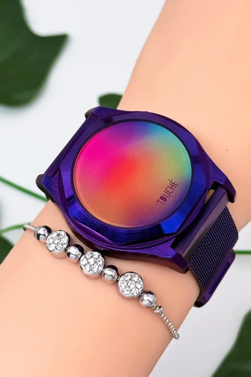 Touche Dokunmatik Unisex Kol Saati Dokunmatik Ekran 3 Atm Su Geçirmez Mor zmtc004