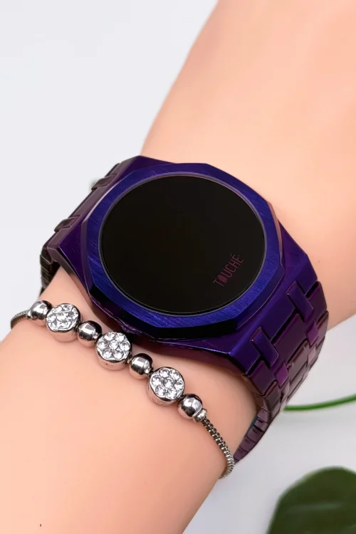 Touche Dokunmatik Unisex Kol Saati Dokunmatik Ekran 3 Atm Su Geçirmez Mor zmtc006