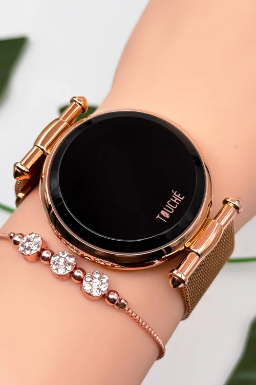 Touche Dokunmatik Unisex Kol Saati Dokunmatik Ekran 3 Atm Su Geçirmez Rose zmtc001