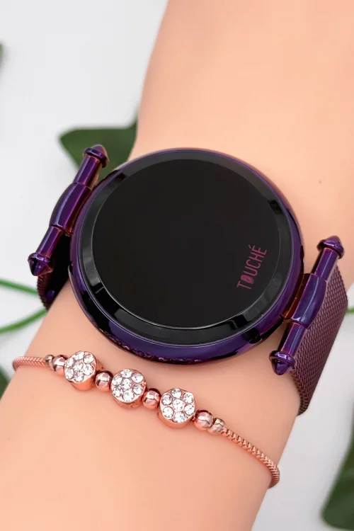 Touche Dokunmatik Unisex Kol Saati Dokunmatik Ekran 3 Atm Su Geçirmez Mor zmtc001