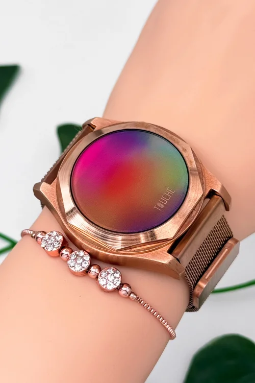 Touche Dokunmatik Unisex Kol Saati Dokunmatik Ekran 3 Atm Su Geçirmez Rose zmtc004