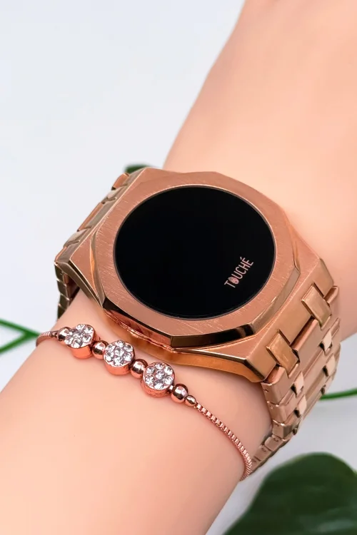 Touche Dokunmatik Unisex Kol Saati Dokunmatik Ekran 3 Atm Su Geçirmez Rose zmtc006