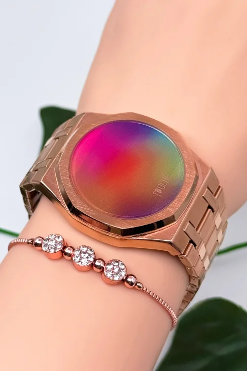 Touche Dokunmatik Unisex Kol Saati Dokunmatik Ekran 3 Atm Su Geçirmez Rose zmtc007