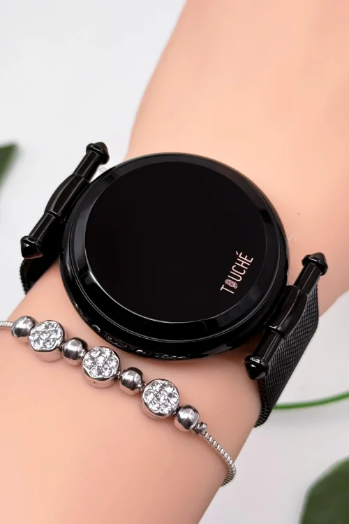 Touche Dokunmatik Unisex Kol Saati Dokunmatik Ekran 3 Atm Su Geçirmez Siyah zmtc001