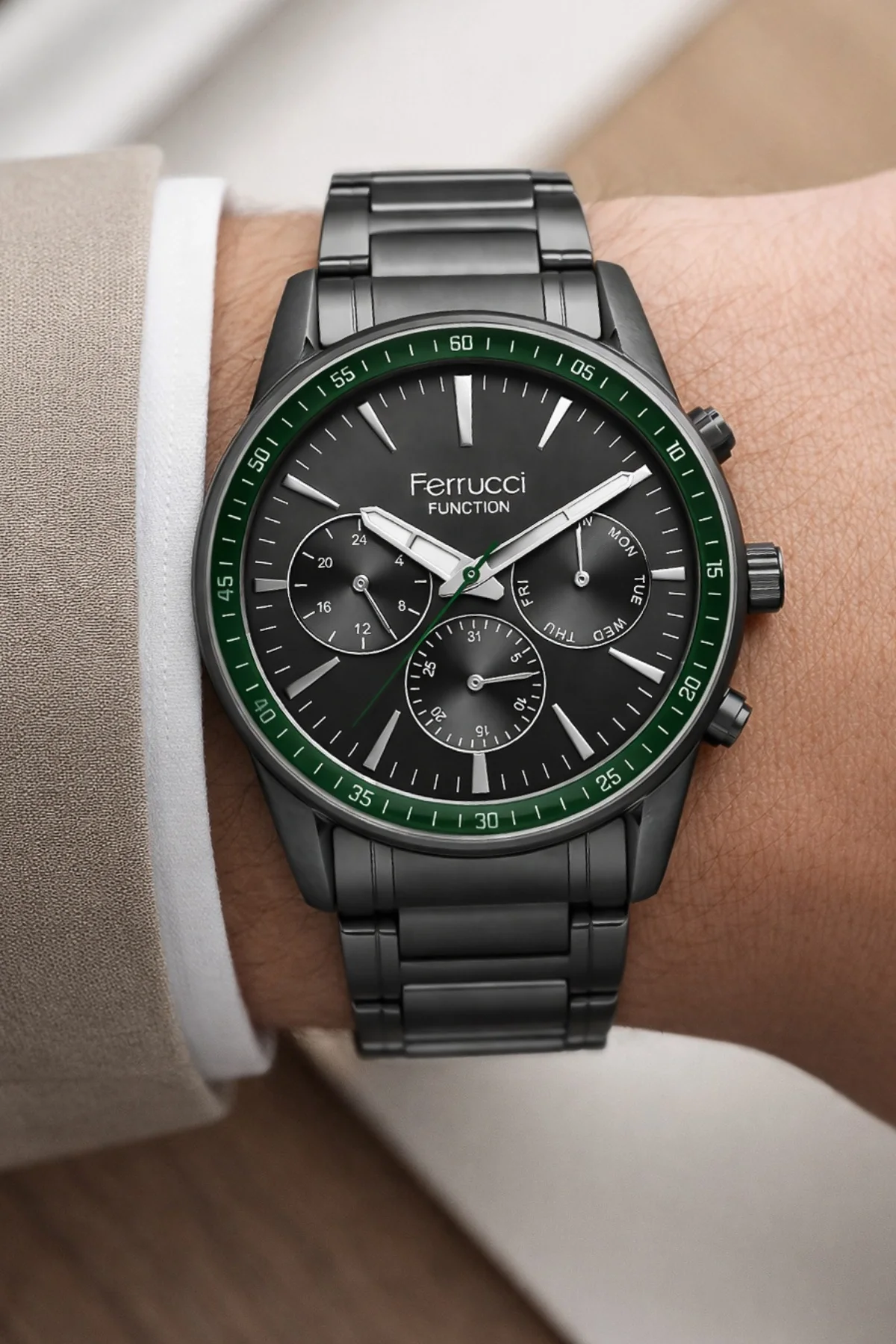 Ferrucci Function Erkek Kol Saati - Füme Çelik Kordon zmfer002