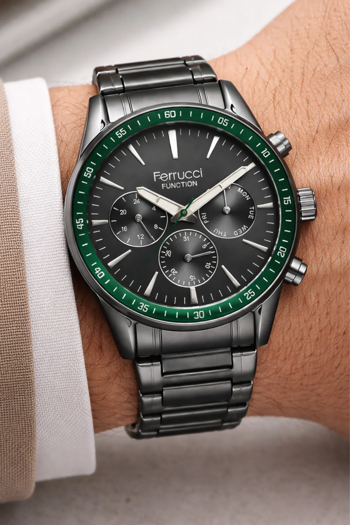 Ferrucci Function Erkek Kol Saati - Füme Çelik Kordon zmfer002