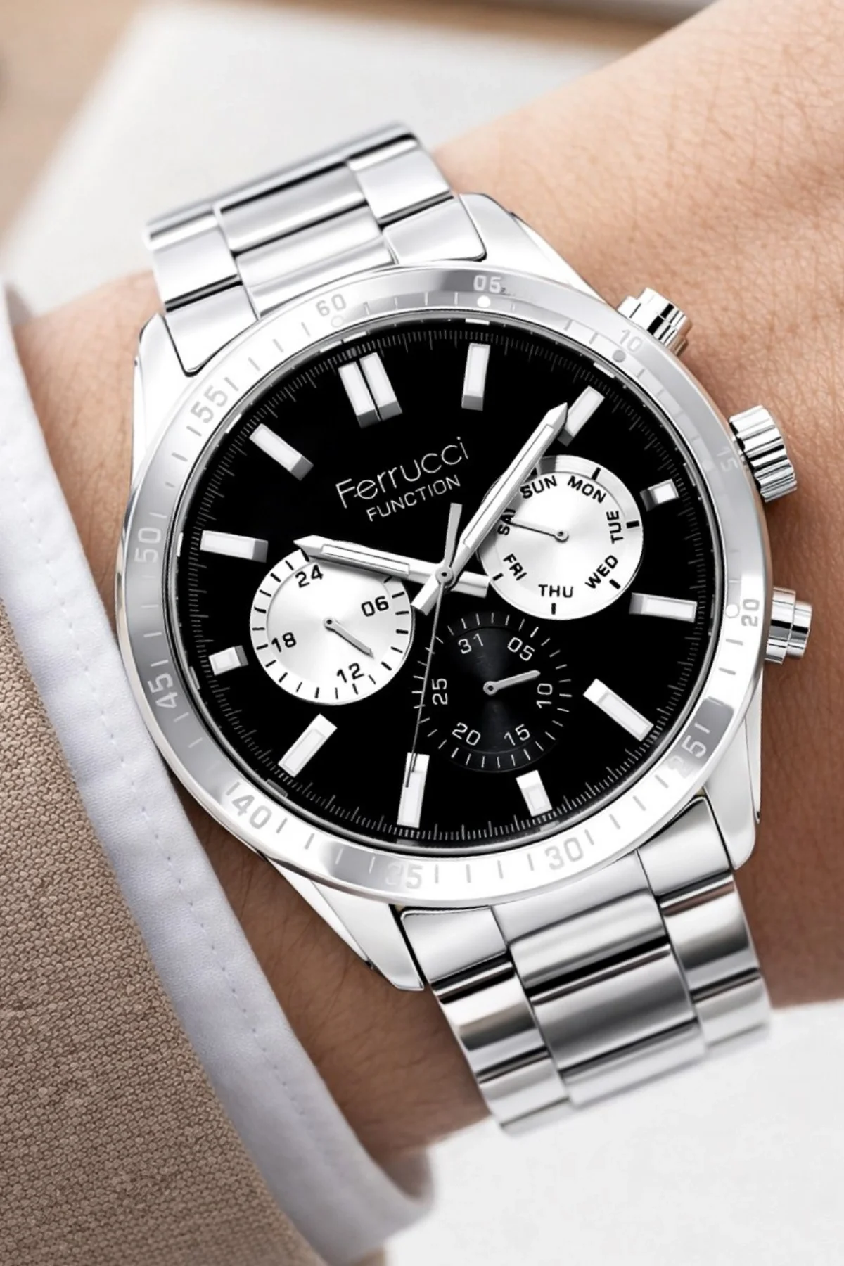 Ferrucci Function Erkek Kol Saati Çelik Kordon Çelik Kasa 3 ATM Suya Dayanıklılık zmfer047