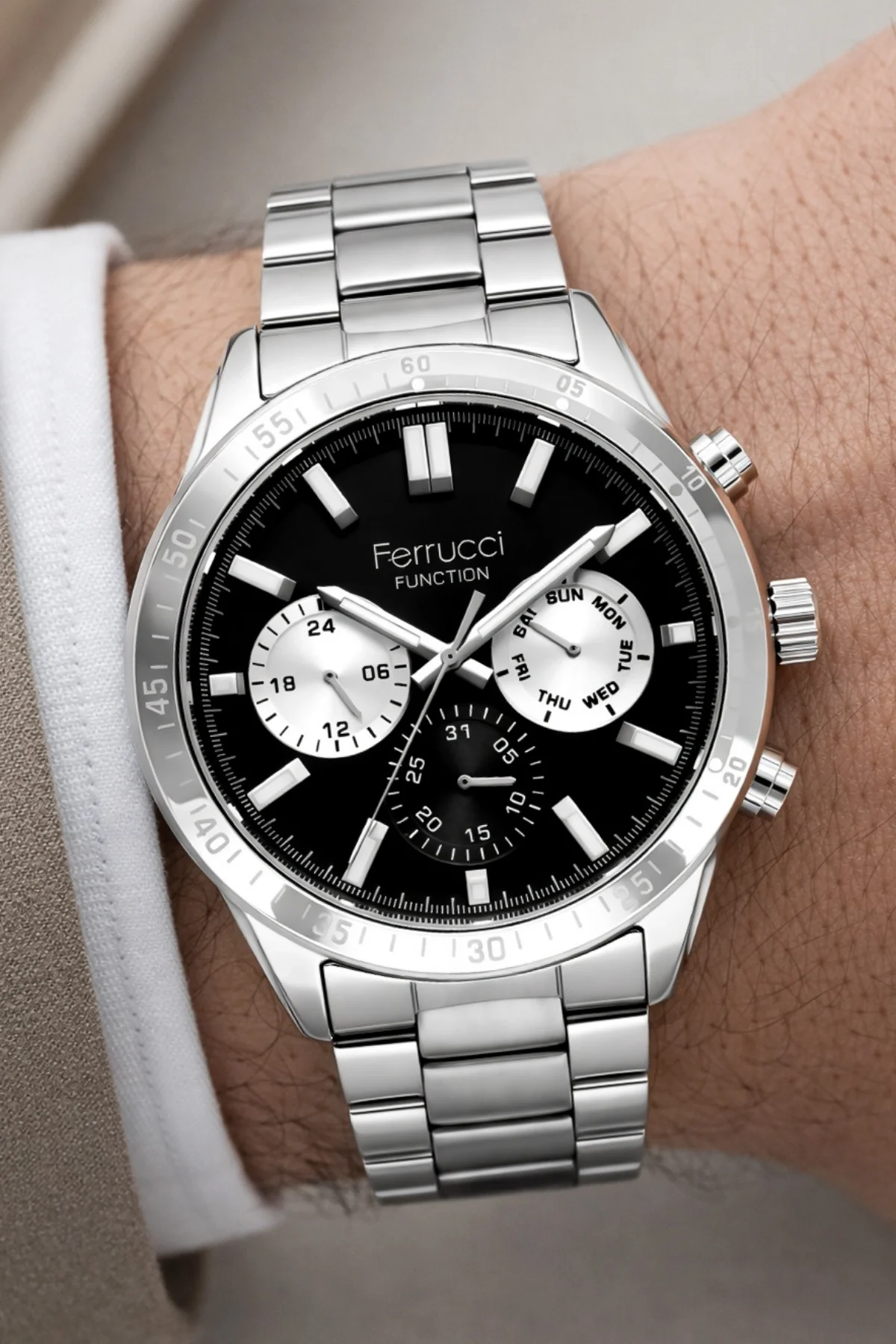 Ferrucci Function Erkek Kol Saati Çelik Kordon Çelik Kasa 3 ATM Suya Dayanıklılık zmfer047