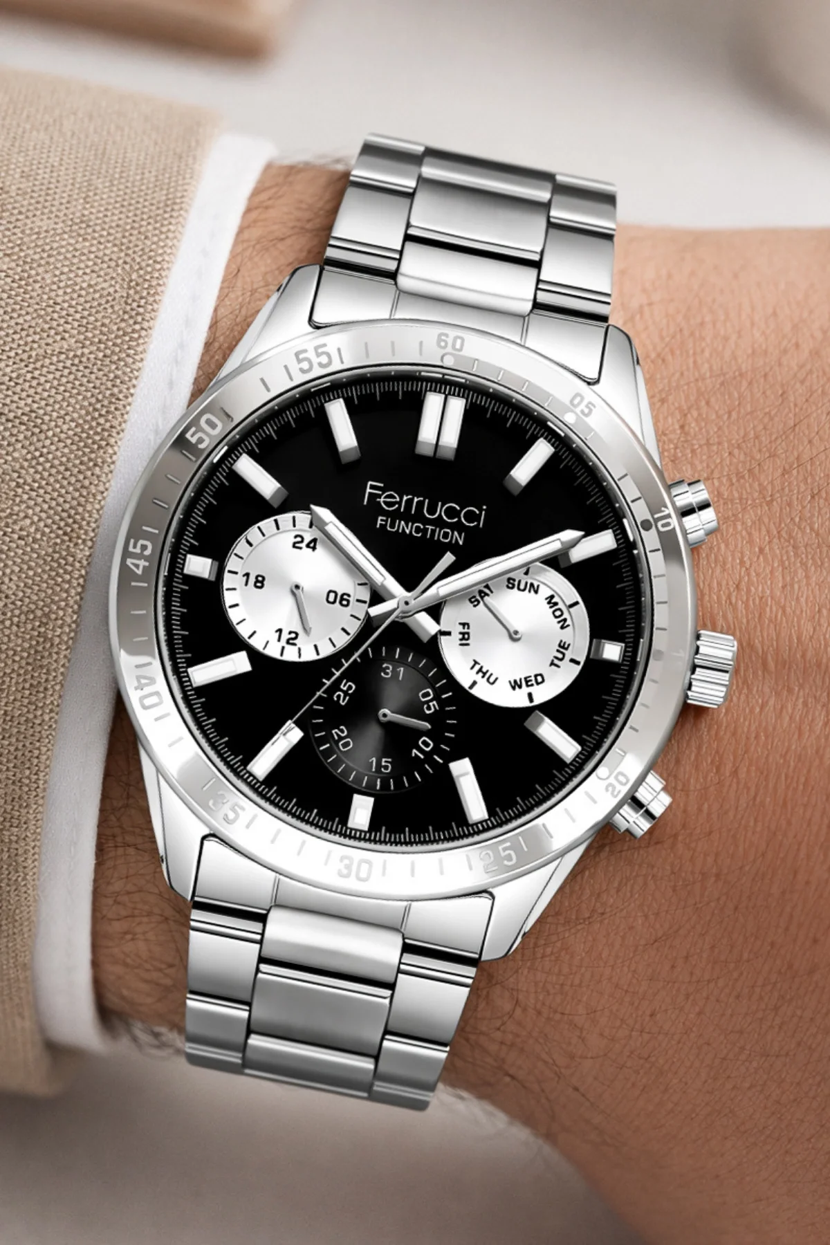 Ferrucci Function Erkek Kol Saati Çelik Kordon Çelik Kasa 3 ATM Suya Dayanıklılık zmfer047