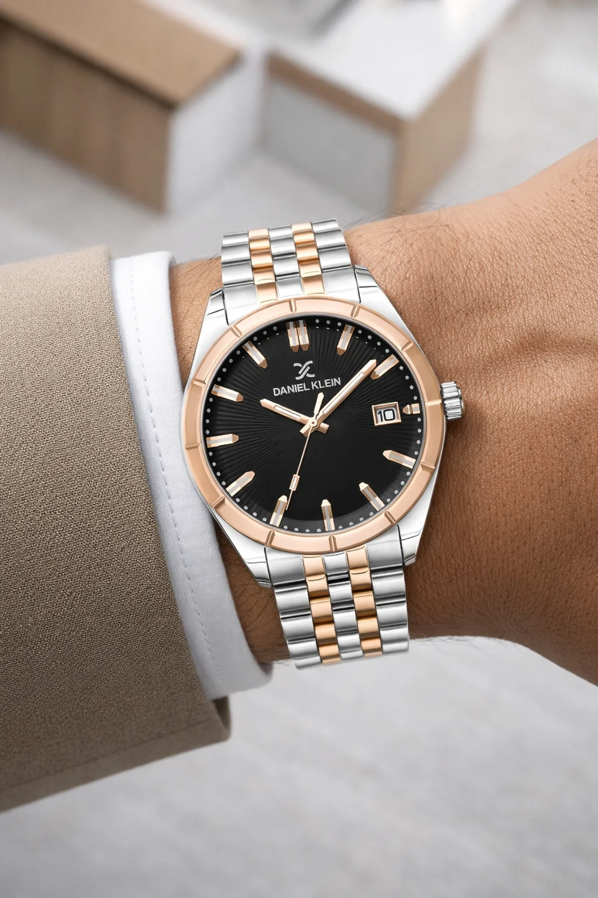 Daniel Klein Çelik Kordon&Kasa Takvimli Erkek Kol Saati Bileklik Hediyeli Gümüş-Rose zmdk1202
