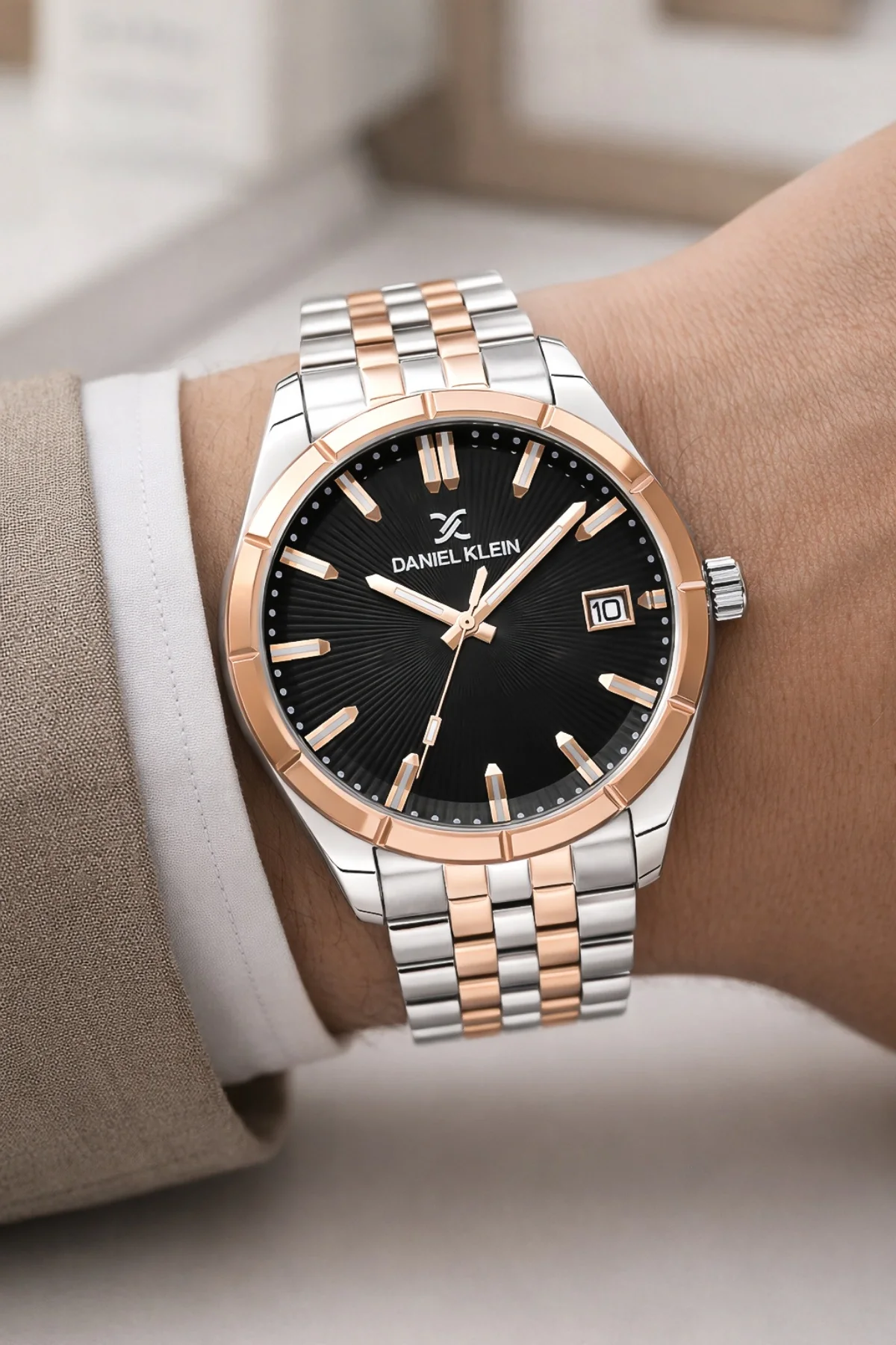 Daniel Klein Çelik Kordon&Kasa Takvimli Erkek Kol Saati Bileklik Hediyeli Gümüş-Rose zmdk1202