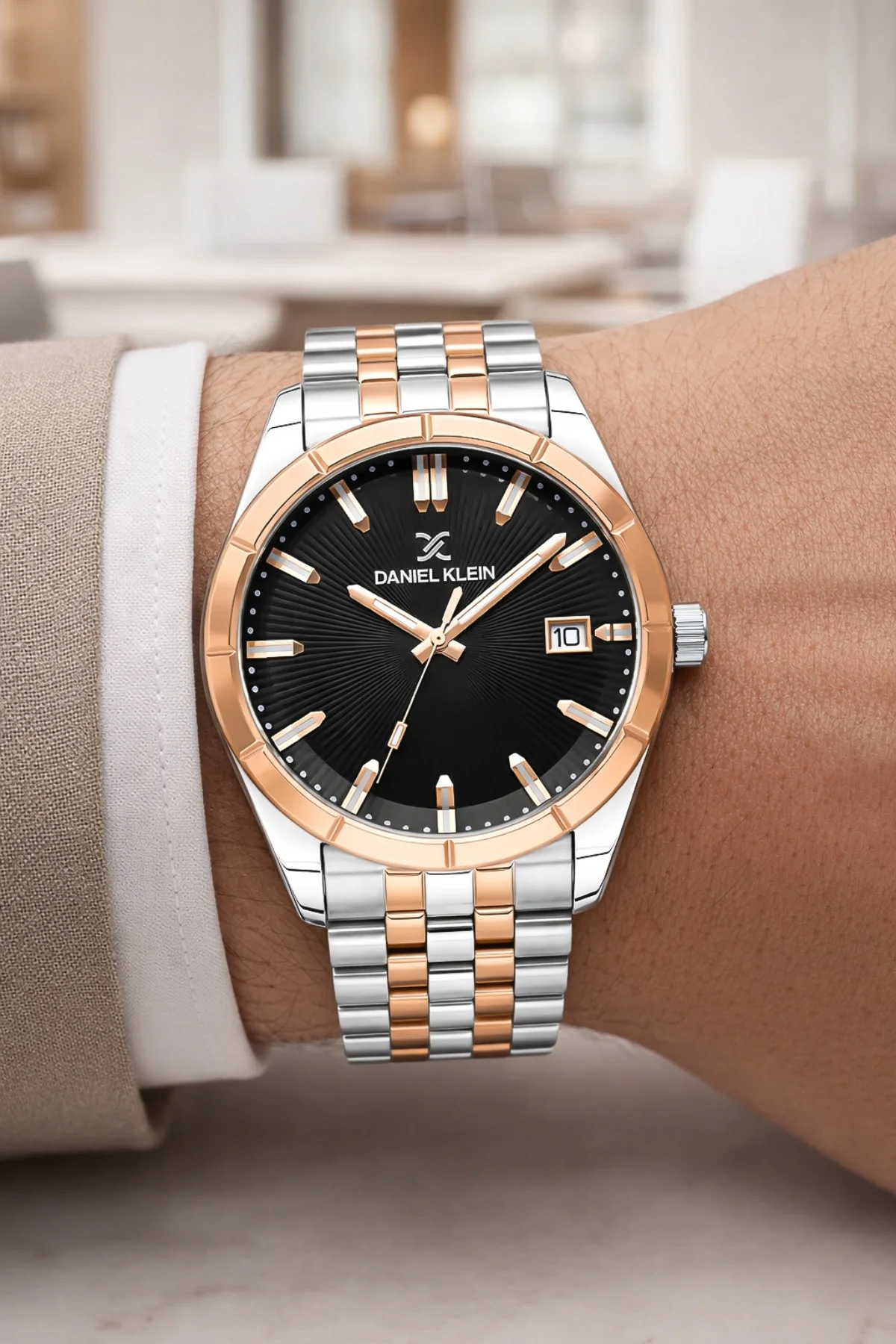 Daniel Klein Çelik Kordon&Kasa Takvimli Erkek Kol Saati Bileklik Hediyeli Gümüş-Rose zmdk1202