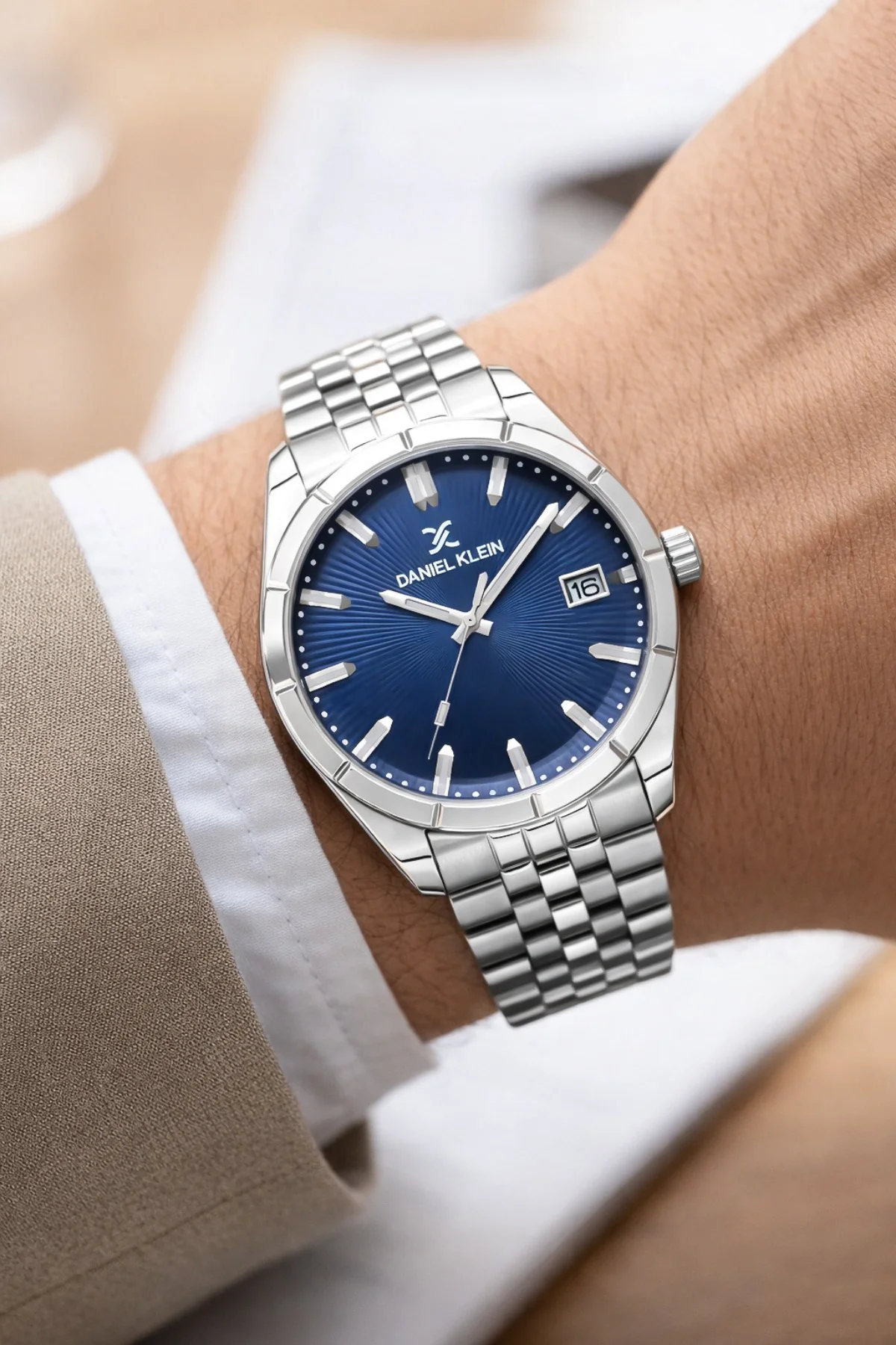 Daniel Klein Çelik Kordon&Kasa Takvimli Erkek Kol Saati Bileklik Hediyeli Gümüş-Mavi zmdk1202