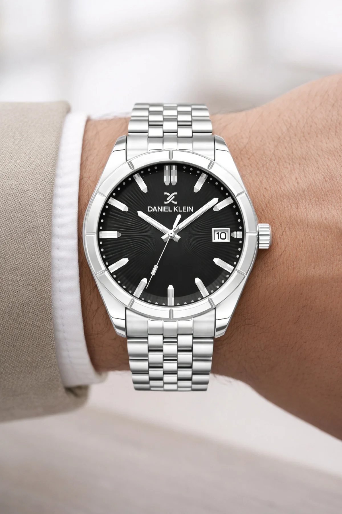 Daniel Klein Çelik Kordon&Kasa Takvimli Erkek Kol Saati Bileklik Hediyeli Gümüş-Siyah zmdk1202