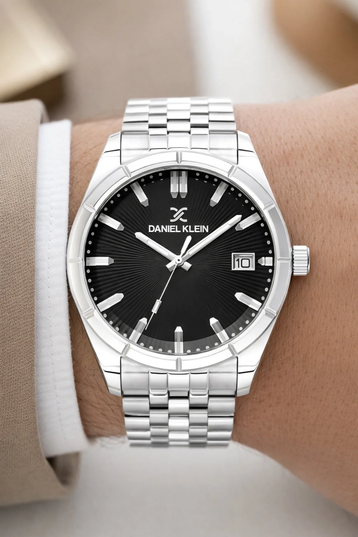 Daniel Klein Çelik Kordon&Kasa Takvimli Erkek Kol Saati Bileklik Hediyeli Gümüş-Siyah zmdk1202