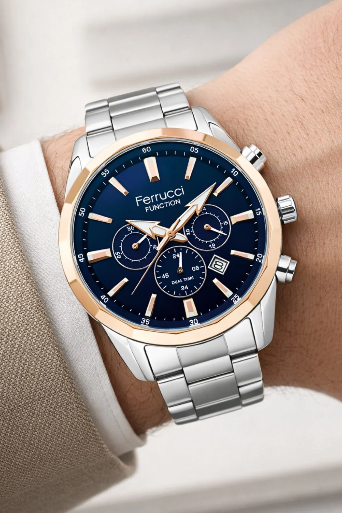 Ferrucci Function Gümüş Çelik Erkek Kol Saati 3 Atm Suya Dayanıklı ZMFER041