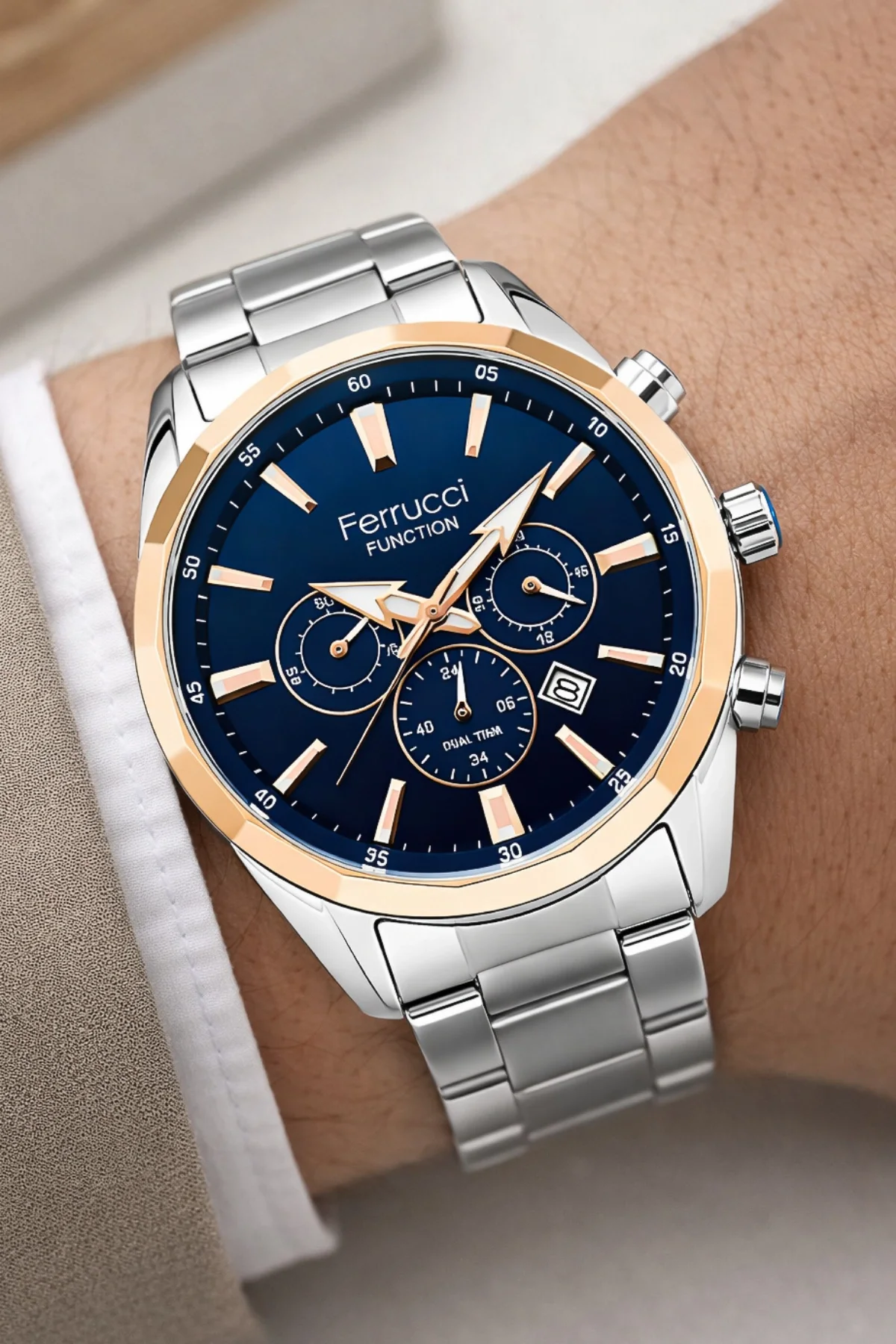 Ferrucci Function Gümüş Çelik Erkek Kol Saati 3 Atm Suya Dayanıklı ZMFER041