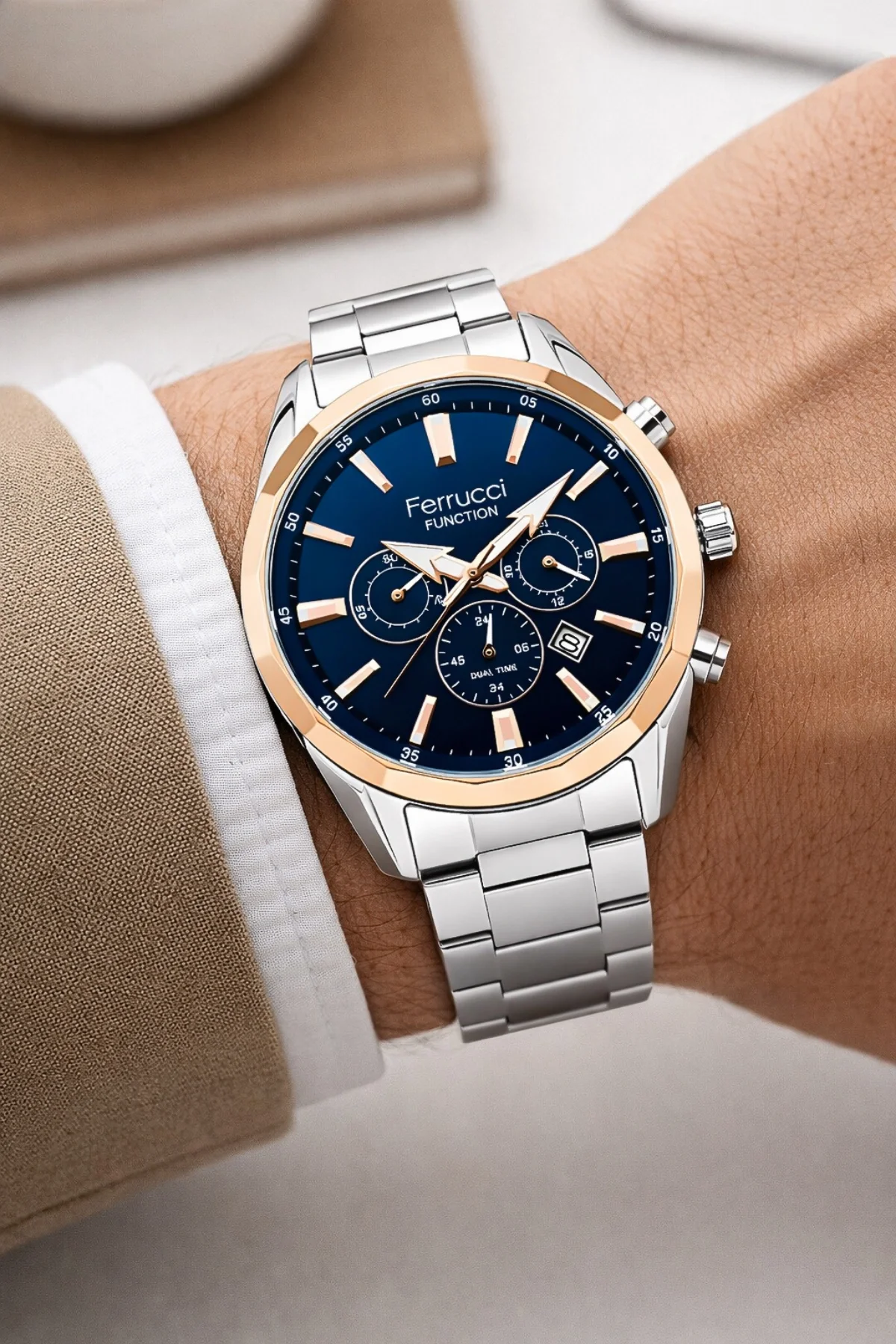 Ferrucci Function Gümüş Çelik Erkek Kol Saati 3 Atm Suya Dayanıklı ZMFER041