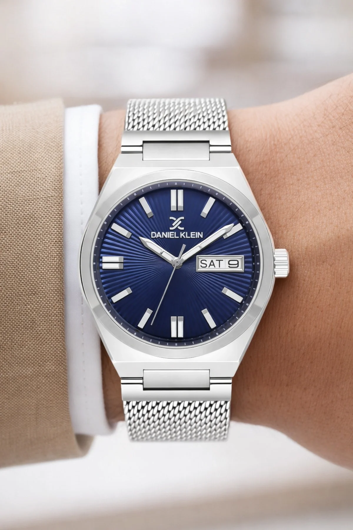 Daniel Klein Çelik Kordon&Kasa Takvimli Erkek Kol Saati Bileklik Hediyeli Gümüş-Mavi zmdk1203