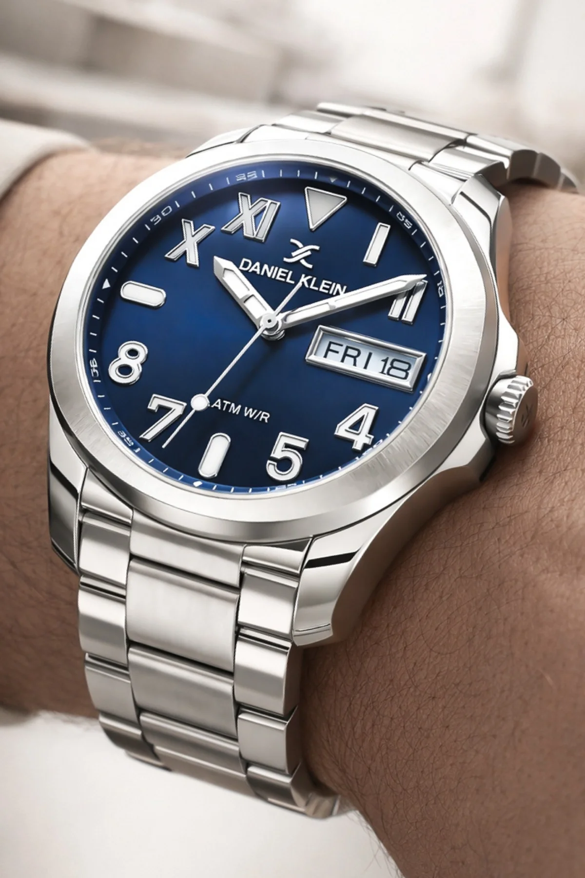 Daniel Klein Çelik Kordon&Kasa Takvimli Erkek Kol Saati Bileklik Hediyeli Gümüş-Mavi zmdk1204