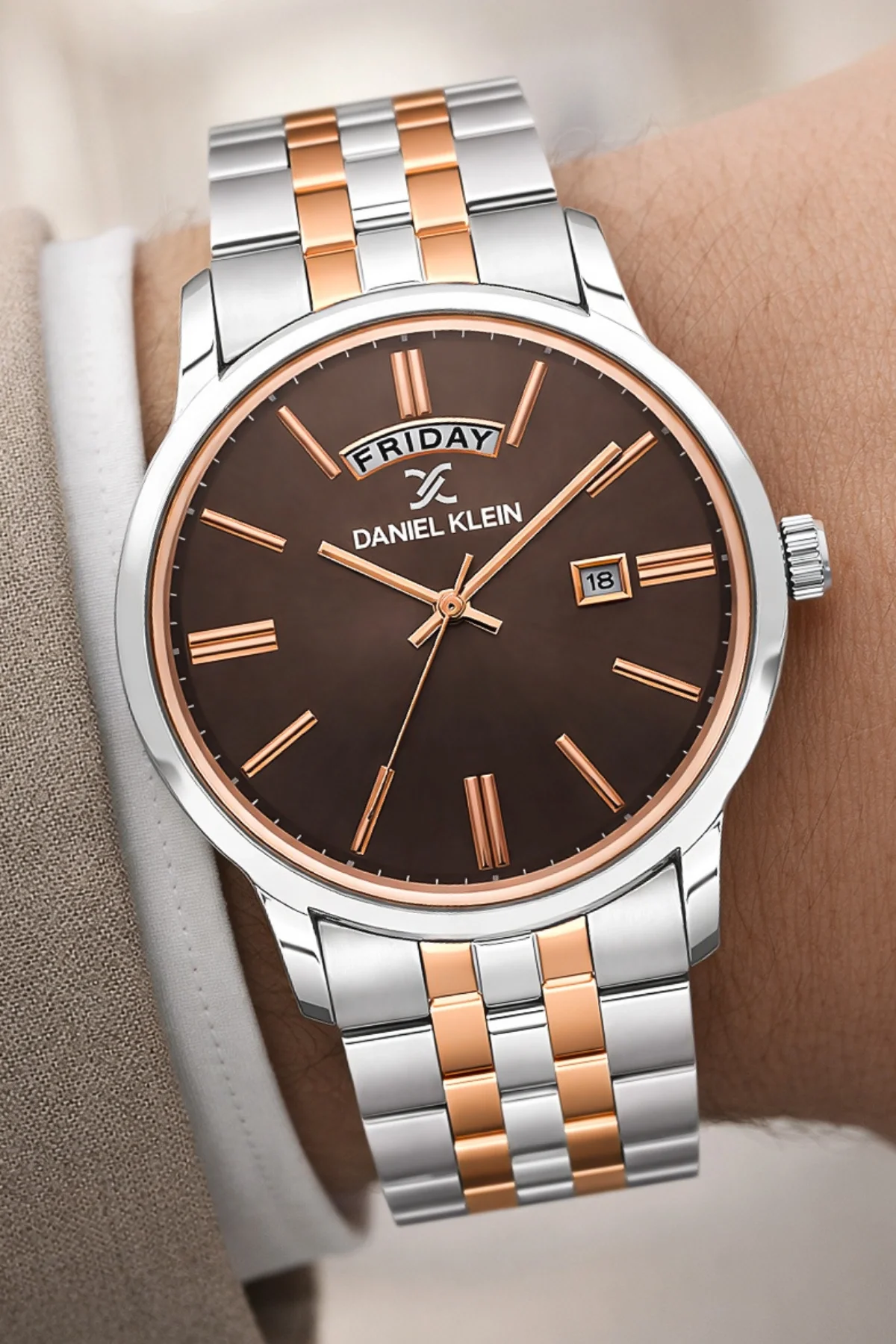 Daniel Klein Çelik Kordon&Kasa Takvimli Erkek Kol Saati Bileklik Hediyeli Gümüş-Rose zmdk1205