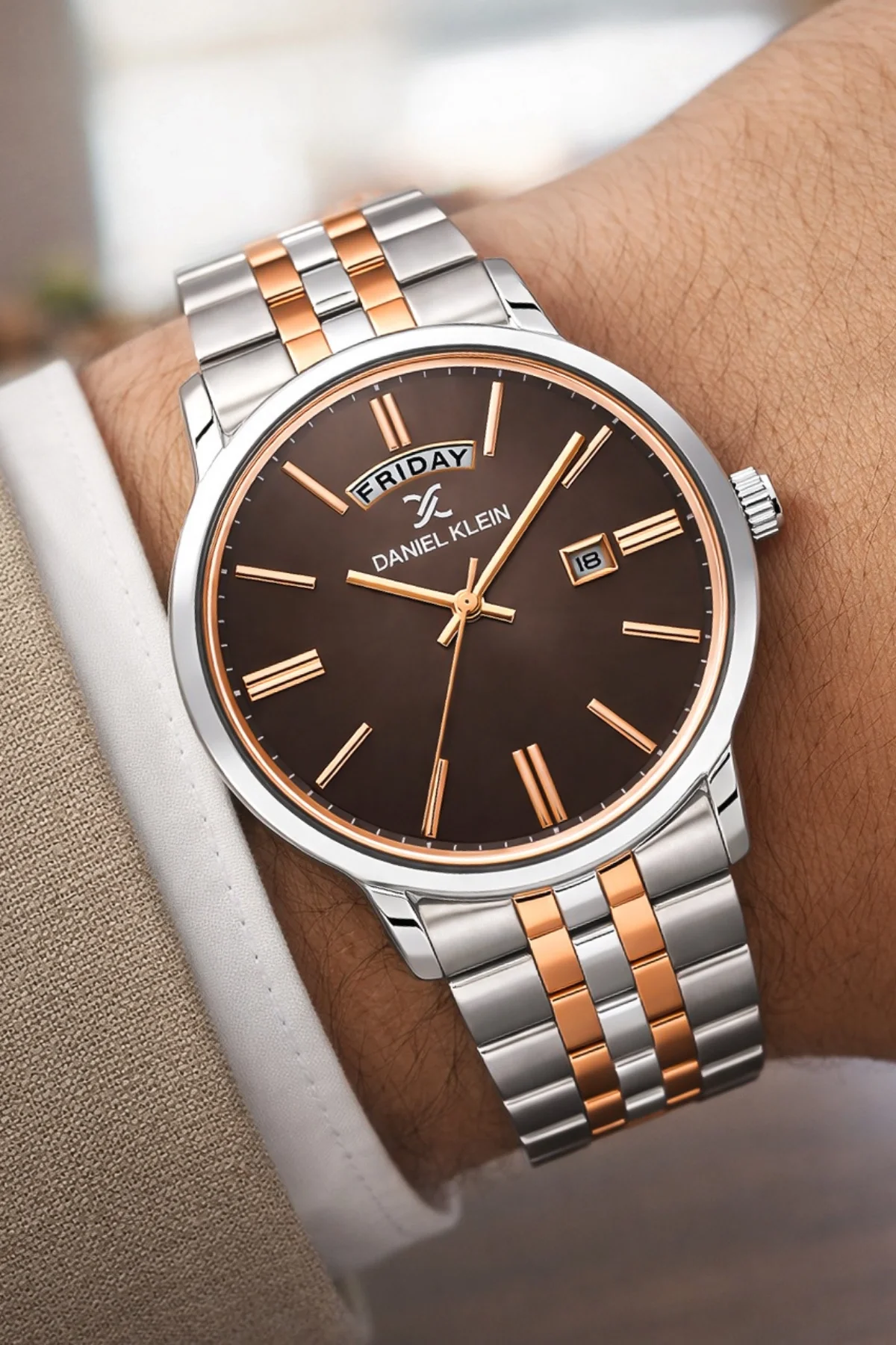Daniel Klein Çelik Kordon&Kasa Takvimli Erkek Kol Saati Bileklik Hediyeli Gümüş-Rose zmdk1205