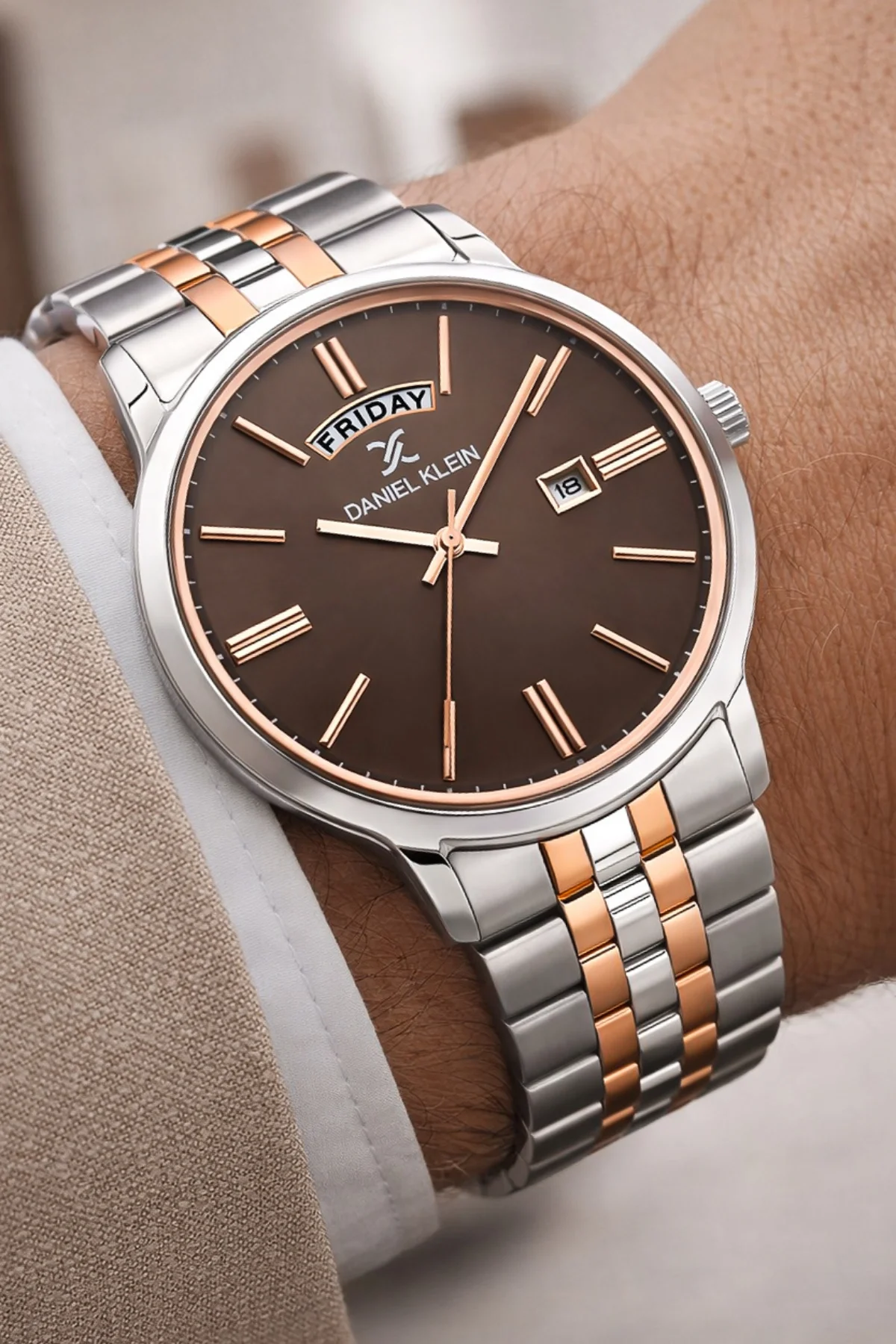 Daniel Klein Çelik Kordon&Kasa Takvimli Erkek Kol Saati Bileklik Hediyeli Gümüş-Rose zmdk1205