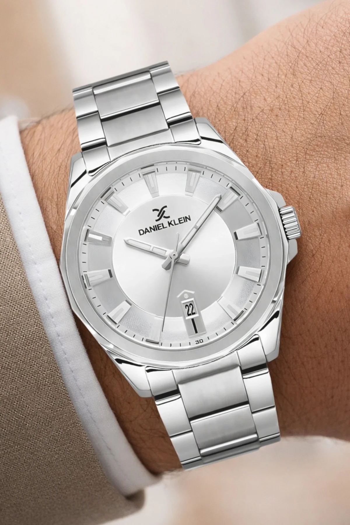 Daniel Klein Çelik Kordon&Kasa Takvimli Erkek Kol Saati Bileklik Hediyeli Gümüş-Beyaz zmdk1206